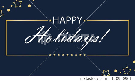 Greeting banner with text Happy Holidays in gold frame 130960961