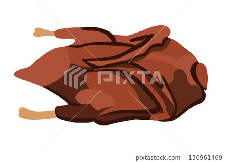 Vector isolated illustration of baked turkey. 130961469