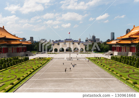 Libery square garden with Chiang Kai-shek Memorial, National theater and National concert hall 130961668