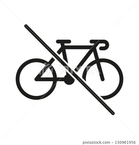 No Bicycles Allowed Solid Icon. Bicycle Prohibition And Cycling Restriction Silhouette Symbol. Traffic Regulation And Safety Sign. Isolated Vector Illustration 130961956