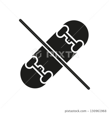 No Skateboarding Prohibited Sign Solid Icon. Skateboard Restriction And Safety Regulation Silhouette Symbol. Public Area And Property Protection Warning. Isolated Vector Illustration No Skateboarding Prohibited Sign Solid Icon. Skateboard Restriction And Safety Regulation Silhouette Symbol. Public Area And Property Protection Warning. Isolated Vector Illustration 130961968