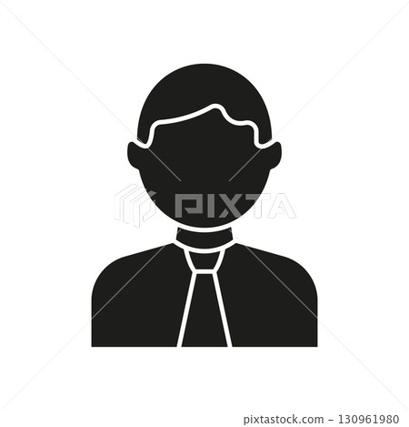 Business Professional Avatar Solid Icon. Corporate Identity, Career Development, And Professional Representation Silhouette Symbol. Workplace And Networking. Isolated Vector Illustration 130961980