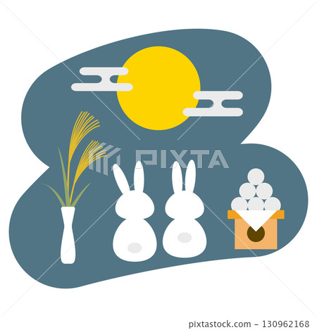 兔子觀賞中秋月的插圖 兔子觀賞中秋月的插圖 130962168