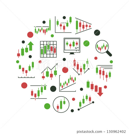 Buying and Selling Crypto colored banner - vector Digital Currency Trading round illustration 130962402
