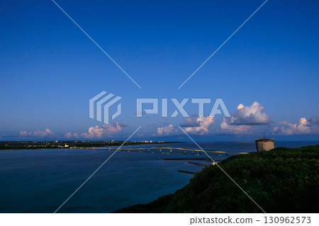 Kurima Bridge as seen from the Ryugujo Observatory on Kurima Island 130962573