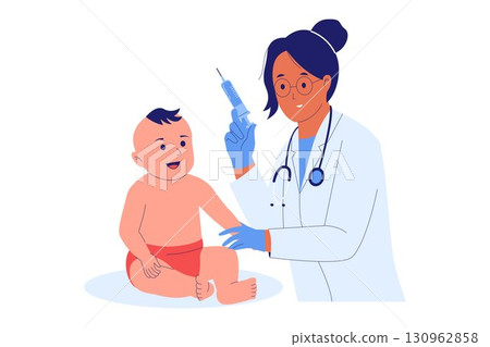 Illustration of Baby Vaccination and Immunizatio Illustration of Baby Vaccination and Immunizatio 130962858
