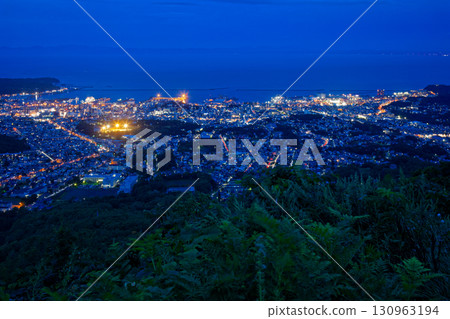 Night view of Otaru city from Mount Tengu Night view of Otaru city from Mount Tengu 130963194