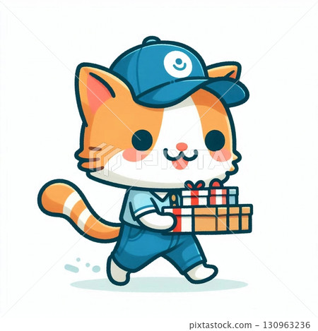 貓咪送貨場景 130963236