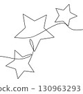 Continuous line drawing of stars. Minimalist black linear sketch isolated on white background. Hand drawn vector illustration. 130963293