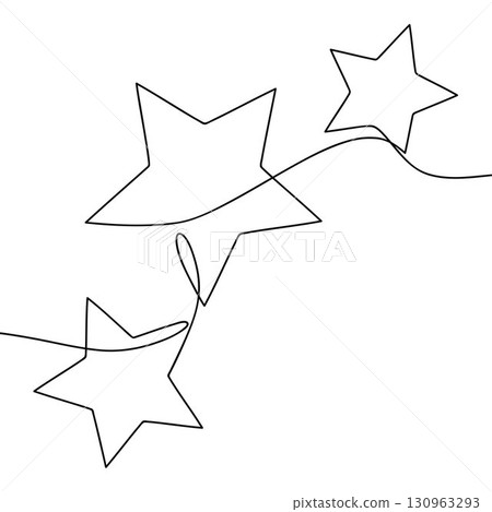 Continuous line drawing of stars. Minimalist black linear sketch isolated on white background. Hand drawn vector illustration. 130963293