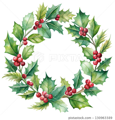 Holly Minimal Watercolor PNG White background Holly Minimal Watercolor PNG White background 130963389
