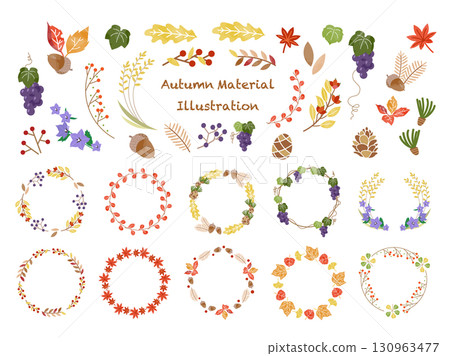 Autumn plants and wreath material set 130963477