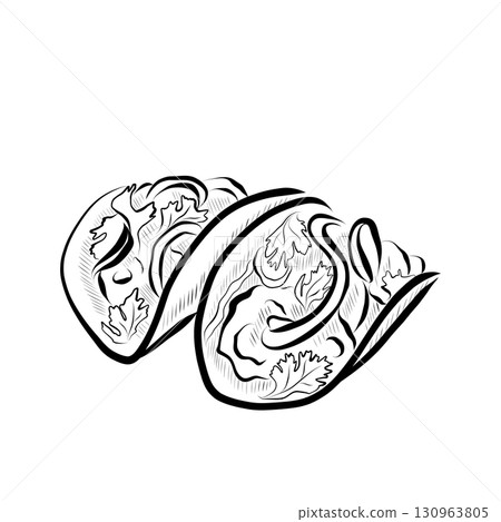 Line art illustration of Mexican food - tortilla. 130963805
