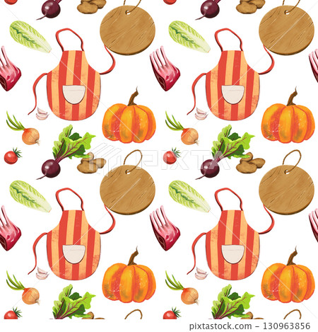 kitchen theme seamless pattern for your design 130963856