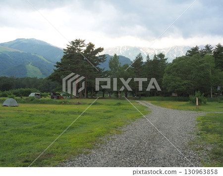 Hakuba mountain range viewed from Hakuba Alps Auto Campground, Nagano Prefecture, August 130963858