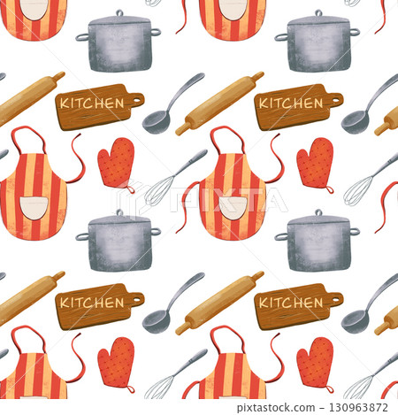 kitchen theme seamless pattern for your design 130963872