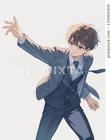Watercolor illustration of a boy, vertical 7 130964409