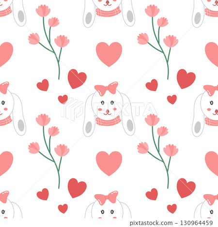 cute bunny and flower seamless pattern cute bunny and flower seamless pattern 130964459