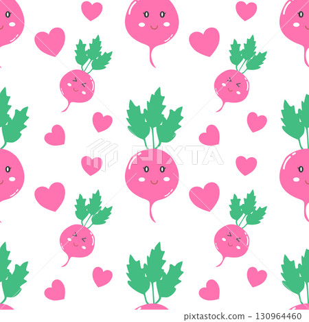 cute beetroot and pink heart seamless pattern cute beetroot and pink heart seamless pattern 130964460