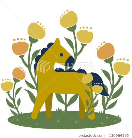 Horse (yellow and navy) 130964565