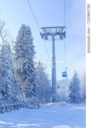 Ski resort Bansko, Bulgaria, cable car gondola 130964798