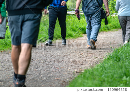 Man walking on a path, helathy activity to make exercice Man walking on a path, helathy activity to make exercice 130964858