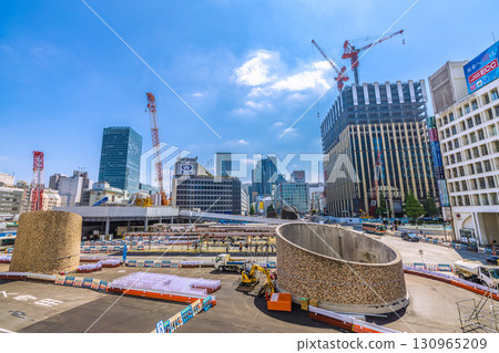 Tokyo cityscape, Japan, September 17th. View of Shinjuku Station and the Nishi-Shinjuku 1-Chome district project...towards a new era 130965209