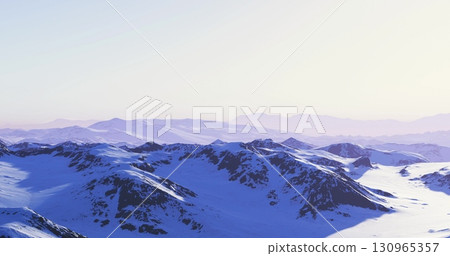 A breathtaking view of a snow covered mountain range showcases peaks under a pink and purple sky at sunset. The tranquil atmosphere highlights the beauty of winter wilderness. A breathtaking view of a snow covered mountain range showcases peaks under a pink and purple sky at sunset. The tranquil atmosphere highlights the beauty of winter wilderness. 130965357