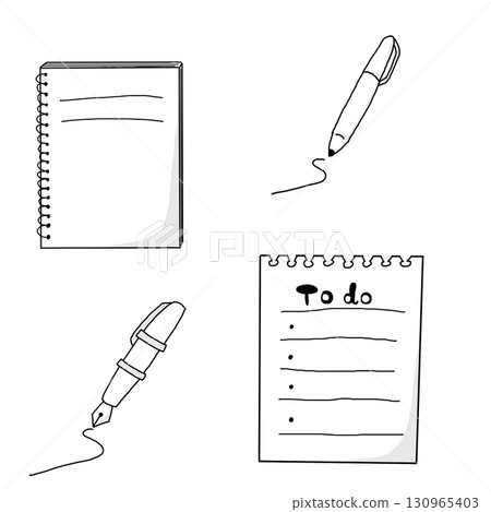 Illustration of a notebook, to-do list, and pen 130965403