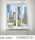 Modern white plastic open window 130965731