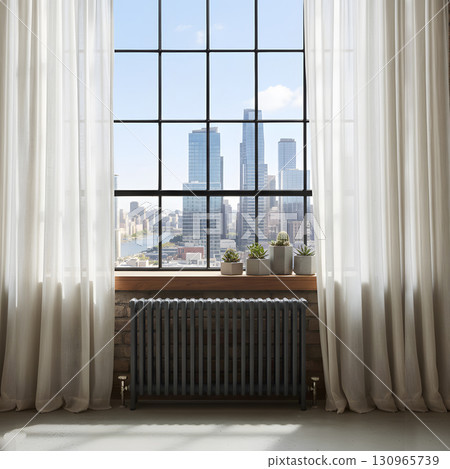 Vintage black metal loft window Vintage black metal loft window 130965739