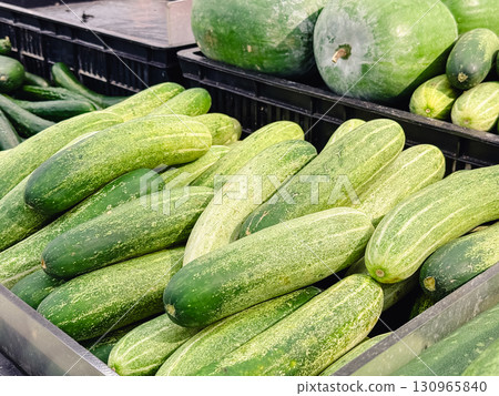 Vegetable section: cucumbers Vegetable section: cucumbers 130965840