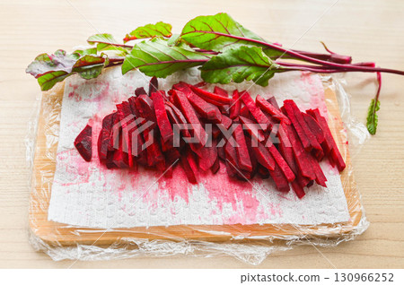 Shredded bright red vegetable beets 130966252