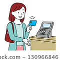 A woman shopping using card touch payment 130966846