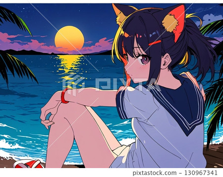 girl with cat ears girl with cat ears 130967341