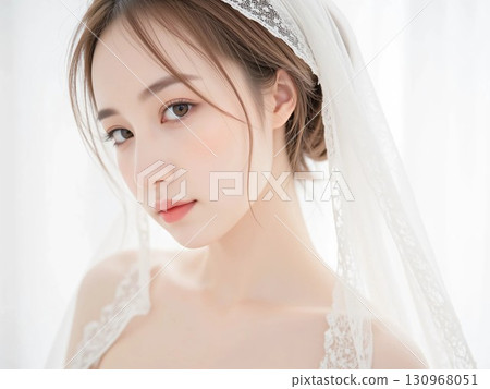 Woman in wedding dress 130968051