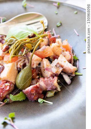 Delicious European octopus seafood salad 130968098