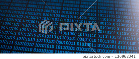 Wide photo of binary code on computer screen. Data, information, computer concept 130968341