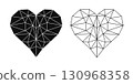 Polygon heart vector. Geometric low poly heart shape, wireframe and solid style 130968358