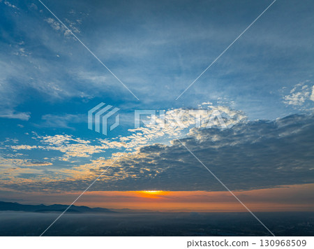 Aerial view over Chiang Mai in a beautiful morning. 130968509