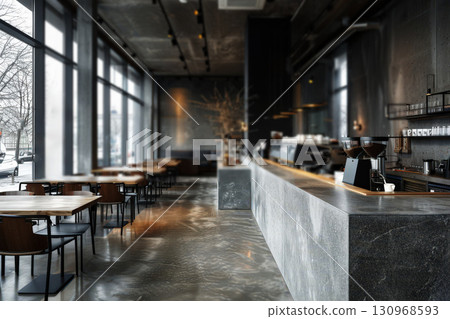 loft concrete wall at the coffee shop - generative ai 130968593