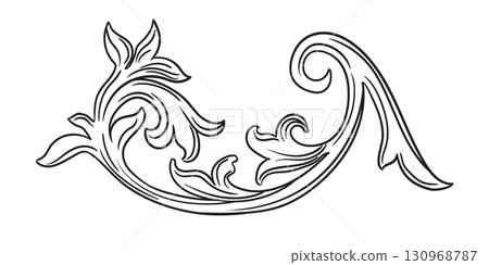 Hand drawing scroll twisted decorative design element vector Hand drawing scroll twisted decorative design element vector 130968787