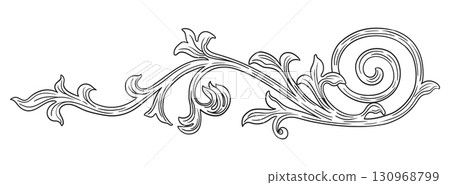 Abstract hand drawing scroll flourish vector illustration 130968799