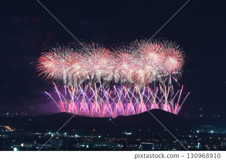 Artistic fireworks viewed from the observation deck 130968910