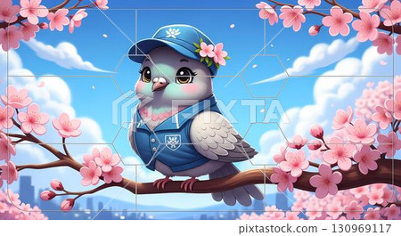 Puzzle Adorable Pigeon in Springtime Cherry Blossom Puzzle Adorable Pigeon in Springtime Cherry Blossom 130969117