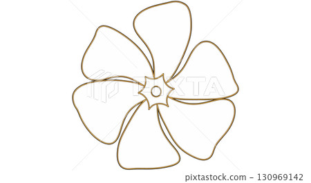 Golden Outline Floral Design, Elegant Flower Illustration 130969142