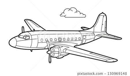 Vintage Airplane Coloring Page for Kids 130969148