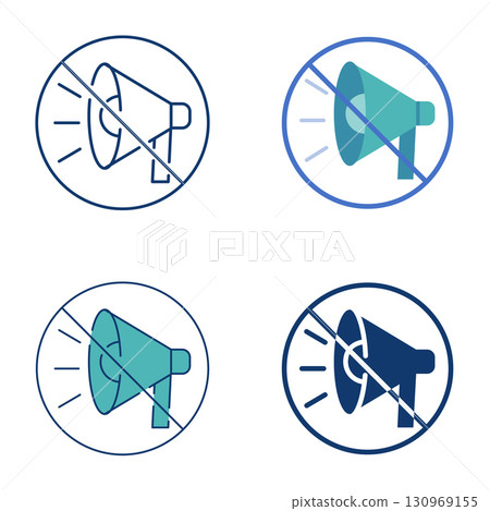 Mute sound flat and line icon set 130969155