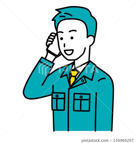 Male worker talking on smartphone 130969207