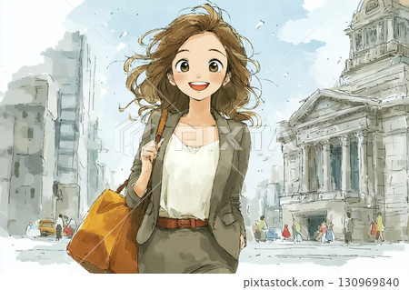 在城市通勤工作的女商人 130969840
